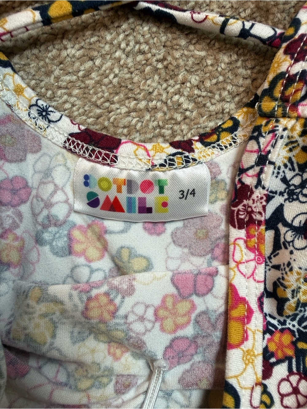 Girls Floral Fit-and-Flare Dress in White with Multi-Color Flowers - Picture 2 of 6